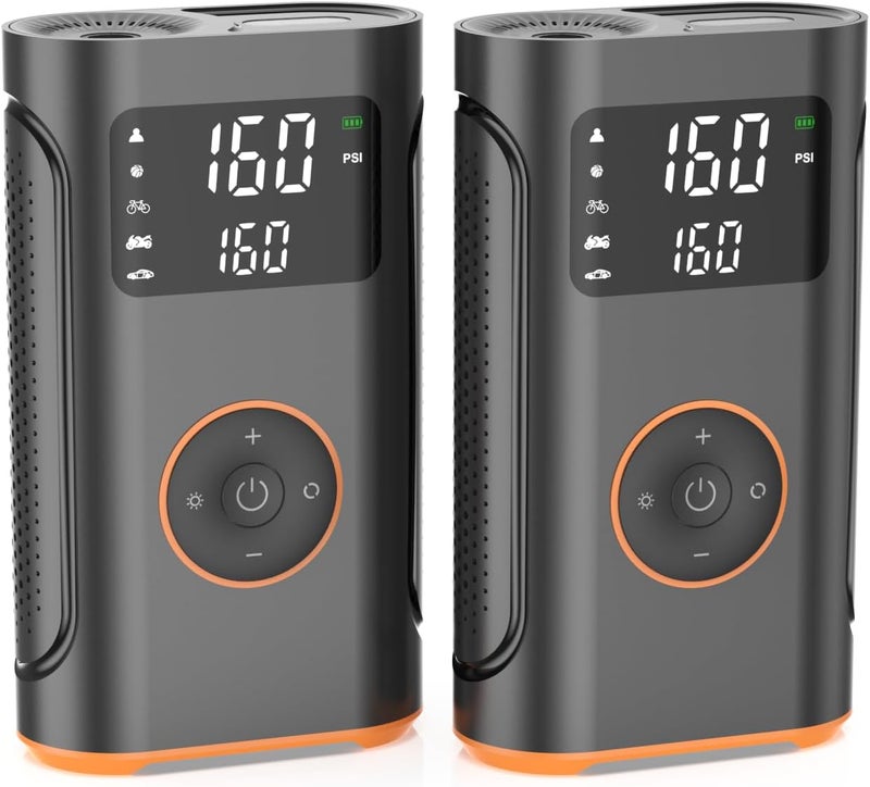 ZSX (ترقية جديدة) مضخة هواء محمولة لضغط الإطارات - 160 PSI مع وظيفة الذاكرة، مضخة دراجة كهربائية مع مقياس ضغط الإطارات، مضخة إطارات للسيارة، هدايا للرجال الأزواج الآباء - Image 1